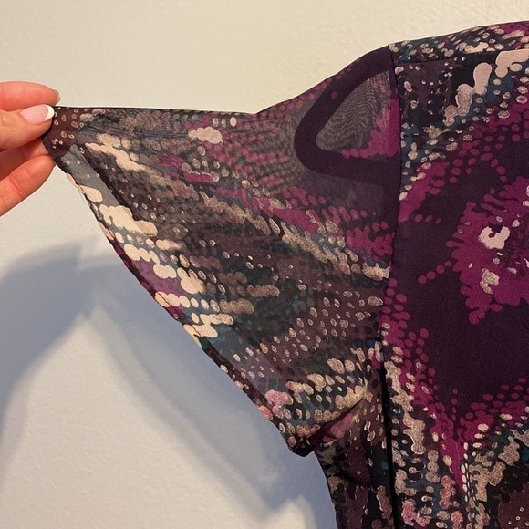 Karin Stevens | purple Belted Paint Splatter Sheath Dress | 6 - Picture 4 of 13